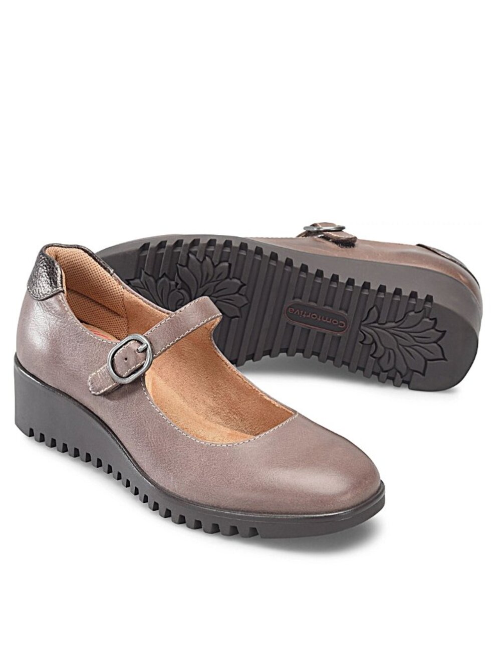 Comfortiva Debbie Mary Jane Wedge Shoes - Leather (For Women)